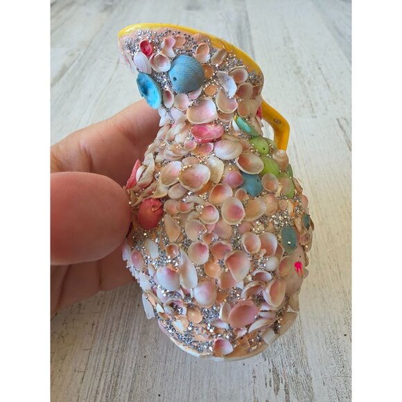 Vintage shell pitcher glitter artist decor nautical silver - Picture 3 of 8